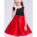 Custom A-Line Sleeveless Short Lace & Satin Flower Girl Dresses
