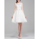 Affordable Sleeveless Mini Lace Short Reception Wedding Dresses