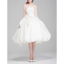 Classic Ball Gown Strapless Knee Length Taffeta Wedding Dresses