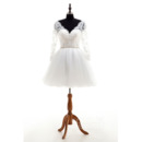 Informal V-Neck Short Organza Wedding Dresses with Long Sleeves