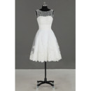 Informal Sleeveless Knee Length Organza Beading Wedding Dresses