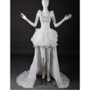 Custom High-Low Sweep Train Organza Wedding Dresses with Straps