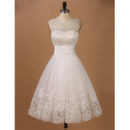 Custom A-Line Sleeveless Knee Length Organza Beading Wedding Dresses