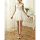 Elegant Off-the-shoulder Cap Sleeves Short Organza Wedding Dresses