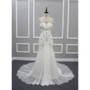 Custom Sweetheart Chapel Train Chiffon Wedding Dresses with Beads