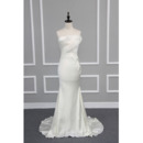 Sexy Sheath Strapless Sleeveless Sweep Train Satin Wedding Dresses