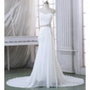 Sheath Sweetheart Court Train Chiffon Wedding Dresses