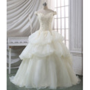 Discount Ball Gown Off-the-shoulder Court Train Organza Wedding Dress