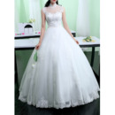 Custom Ball Gown Mandarin Collar Floor Length Organza Wedding Dresses