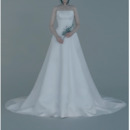 Custom A-Line Strapless Sleeveless Sweep Train Satin Wedding Dresses