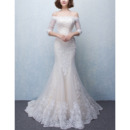 Trumpet Off-the-shoulder Wedding Dresses with 3/4 Long Sleeves