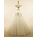 Vintage Ball Gown Floor Length Satin Tulle Lace-Up Wedding Dresses