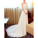 Discount One Shoulder Sweep Train Chiffon Asymmetric Wedding Dresses