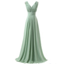 Elegant V-Neck Floor Length Chiffon Bridesmaid/ Wedding Party Dresses