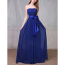 Discount Strapless Floor Length Chiffon Bridesmaid Dress with Sashes