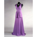 V-Neck Sleeveless Floor Length Chiffon Bridesmaid Dresses