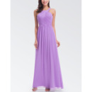 Custom Halter Sleeveless Floor Length Chiffon Bridesmaid Dresses