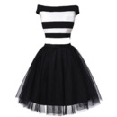 Affordable Off-the-shoulder Organza Stripes Two-Piece Cocktail Dresses
