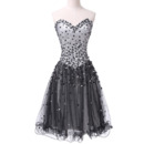 New Sweetheart Short Satin Tulle Rhinestone Cocktail Dresses