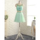 Custom Short Chiffon Rhinestone Two-Piece Cocktail Party Dresses