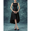 Custom Bateau Sleeveless High-Low Satin Black Cocktail Party Dresses