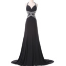 Affordable Halter Sweetheart Chiffon Back Backless Evening Dresses