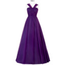 Formal A-Line Floor Length Organza Evening/ Prom Dresses with Straps