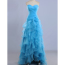 Custom Sweetheart High-Low Organza Layered Skirt Evening Dresses