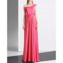 Elegant One Shoulder Asymmetric Floor Length Satin Evening Dresses