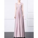 Inexpensive Empire V-Neck Floor Length Satin Evening/ Prom Dresses