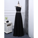 Custom One Shoulder Floor Length Chiffon Black Evening/ Prom Dresses