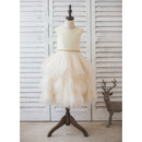 Adorable Tea Length Satin Organza Bubble Skirt Flower Girl Dresses