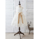 Custom Knee Length Lace Skirt Flower Girl Dresses with Sashes