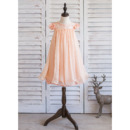 Inexpensive Short Sleeves Knee Length Chiffon Easter Little Girl Dress