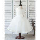 Custom Ball Gown Tea Length Organza Flower Girl/ First Communion Dress