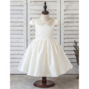 Adorable Ball Gown Short Satin Flower Girl Dresses with Cap Sleeves