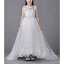 Affordable Sleeveless High-Low Sweep Train Organza Flower Girl Dresses