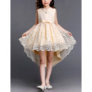 High-Low Short Lace Little Girls Party Dresses with Bows