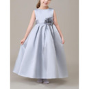 Affordable Sleeveless Ankle Length Satin Flower Girl Dresses