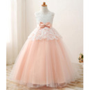 Stunning Ball Gown Long Lace Organza Satin Little Girls Party Dresses