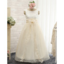 Discount Floor Length Satin Organza Embroidery Flower Girl Dresses