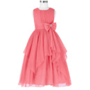 Custom Ball Gown Tea Length Chiffon Little Girls Party Dresses