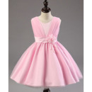 Adorable Ball Gown Sleeveless Knee Length Satin Flower Girl Dresses