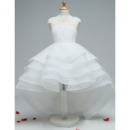 Custom High-Low Lace Organza Layered Skirt Little Girls Party Dresses