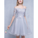 Elegant Off-the-shoulder Short Homecoming Dresses with Half Sleeves