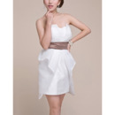 Custom Column Strapless Short Satin Homecoming Dresses with Belts