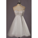 Empire Spaghetti Straps Short Organza Beading Homecoming Dresses