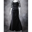 Affordable Floor Length Satin Black Mother Dresses with Half Sleeves