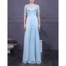 Discount Bateau Floor Length Organza Mother Dresses with Half Sleeves