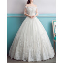 Affordable Ball Gown Off-the-shoulder Wedding Dress with Half Sleeves